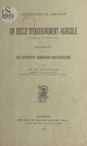Cover of Les Instituts agricoles des Facultés