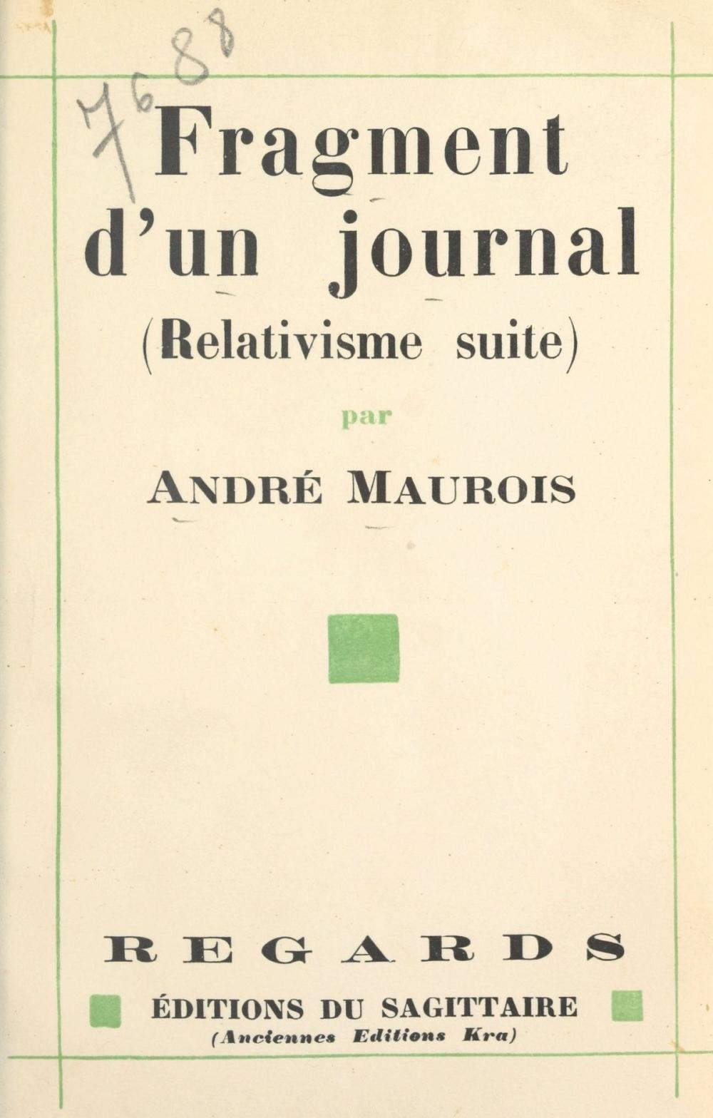 Big bigCover of Fragment d'un journal, août-septembre 1930