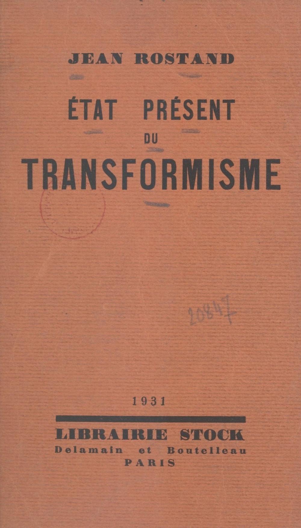 Big bigCover of L'état présent du transformisme