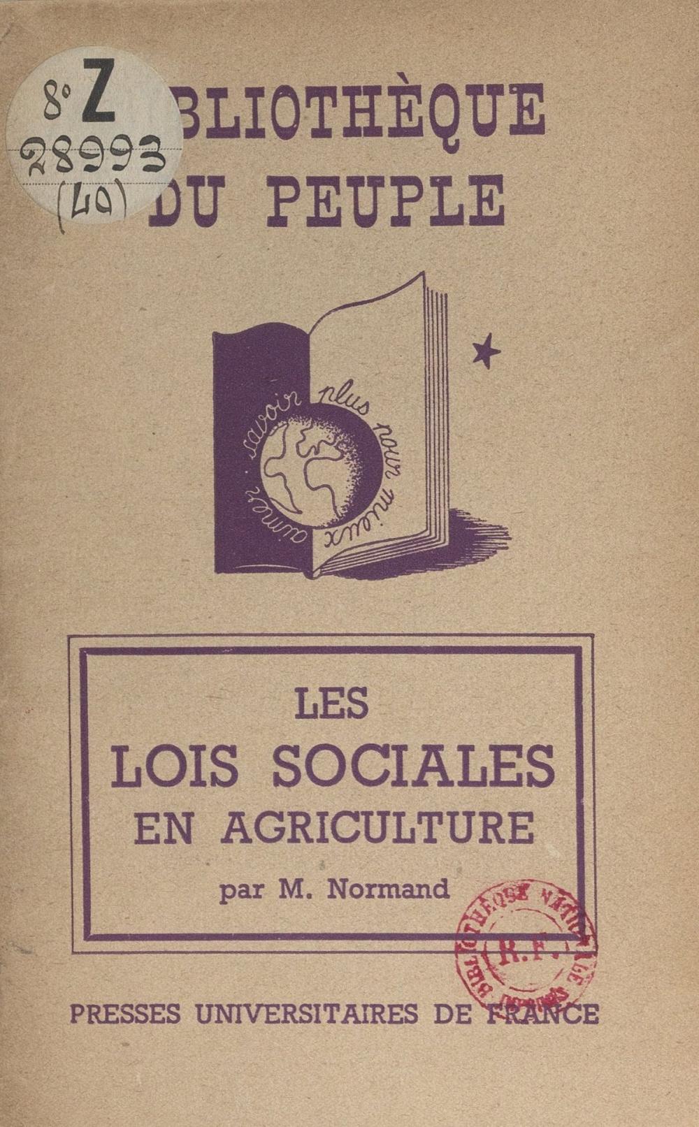 Big bigCover of Les lois sociales en agriculture