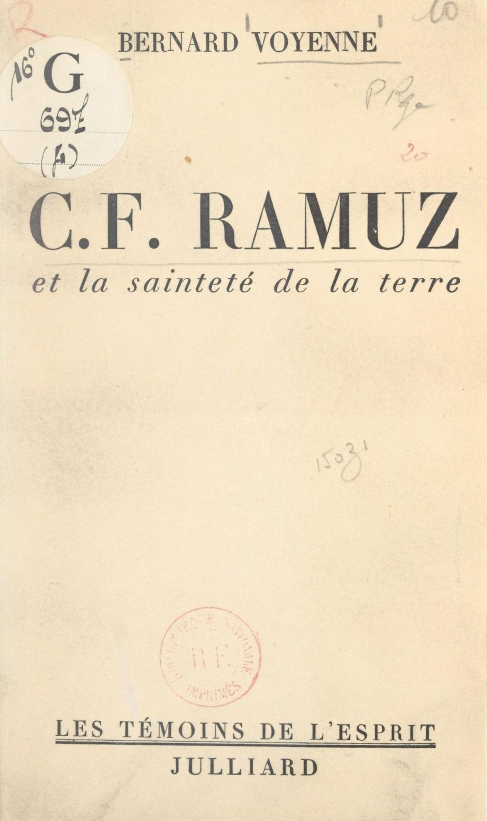 Big bigCover of C.F. Ramuz et la sainteté de la terre