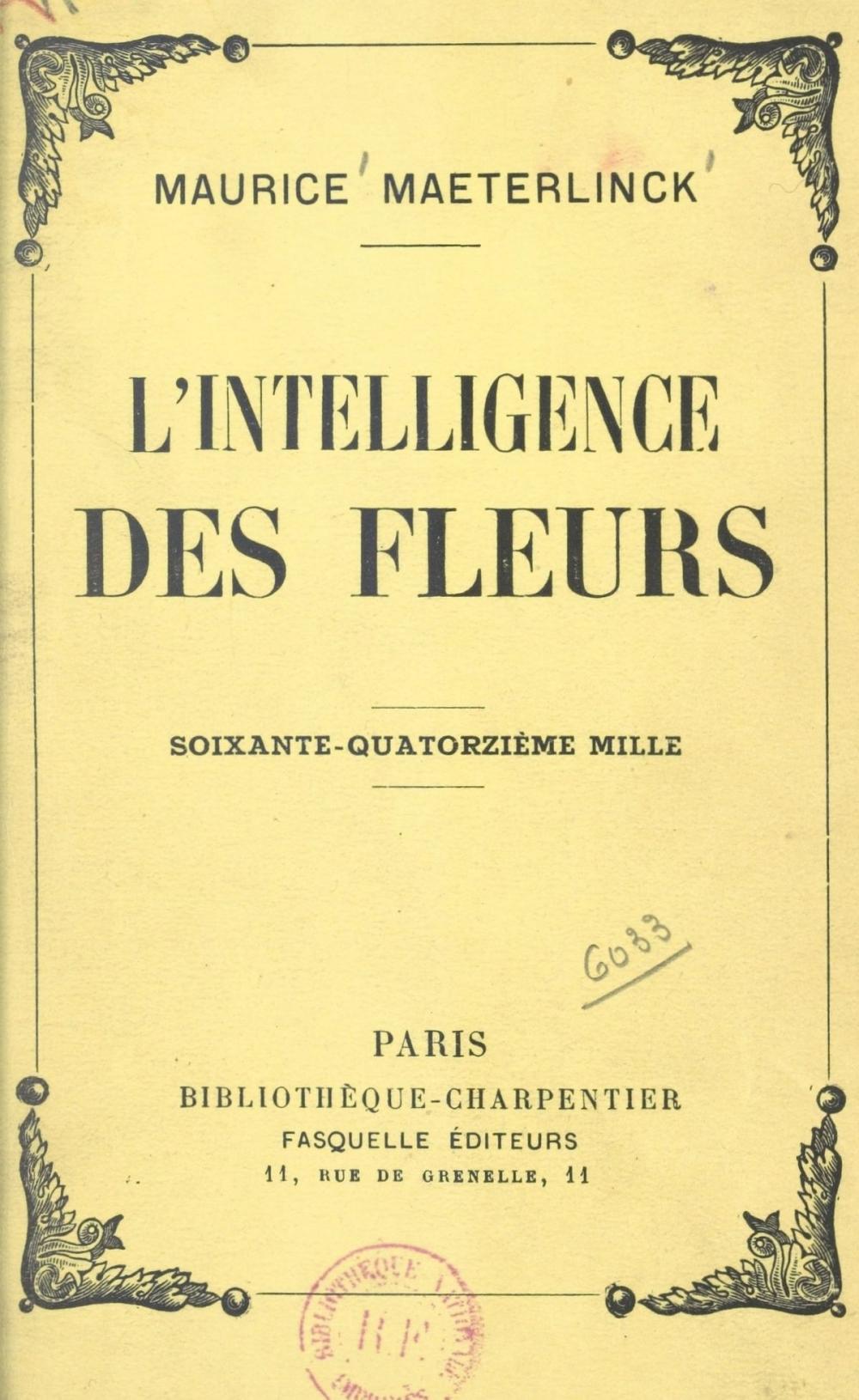 Big bigCover of L'intelligence des fleurs