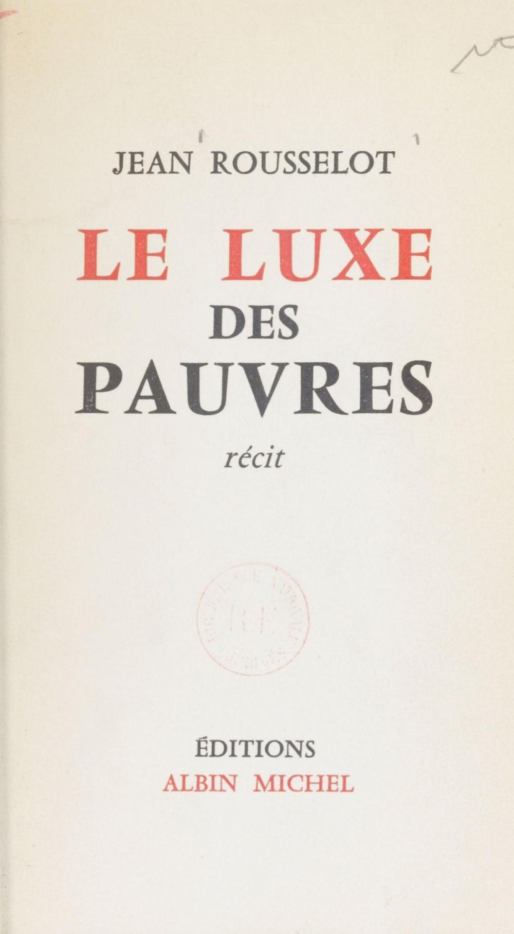 Big bigCover of Le luxe des pauvres