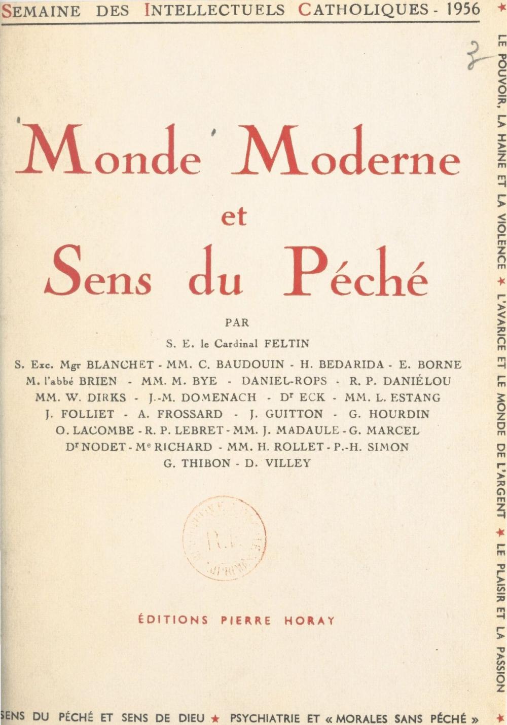 Big bigCover of Monde moderne et sens du péché