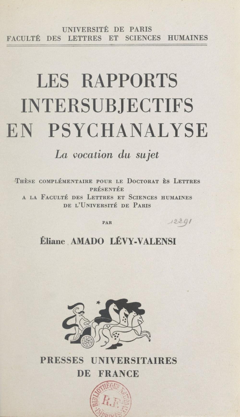 Big bigCover of Les rapports intersubjectifs en psychanalyse