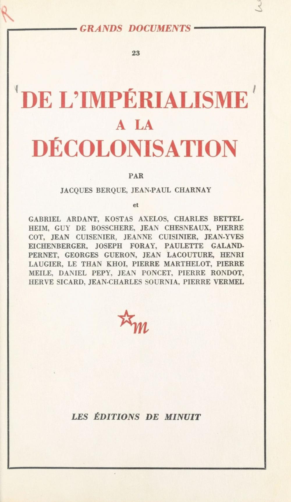 Big bigCover of De l'impérialisme à la décolonisation