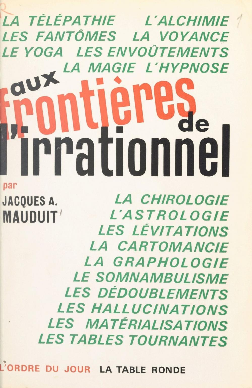 Big bigCover of Aux frontières de l'irrationnel