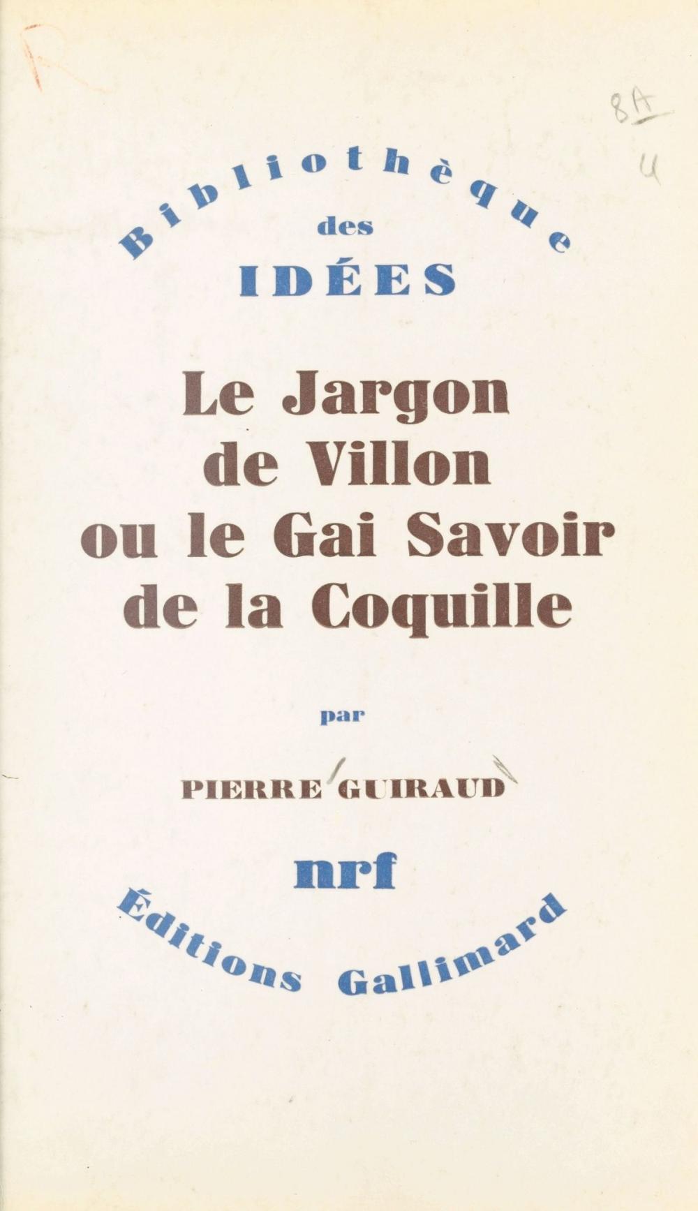 Big bigCover of Le jargon de Villon