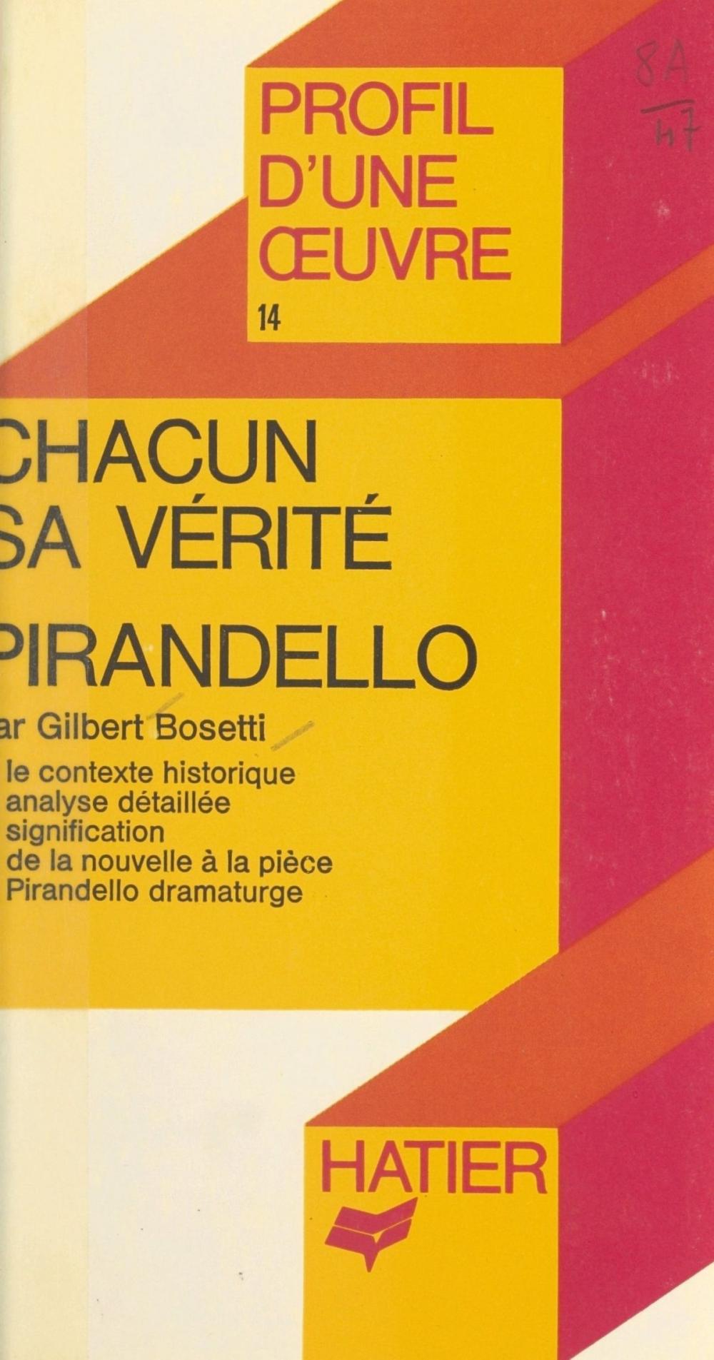 Big bigCover of Chacun sa vérité, Pirandello