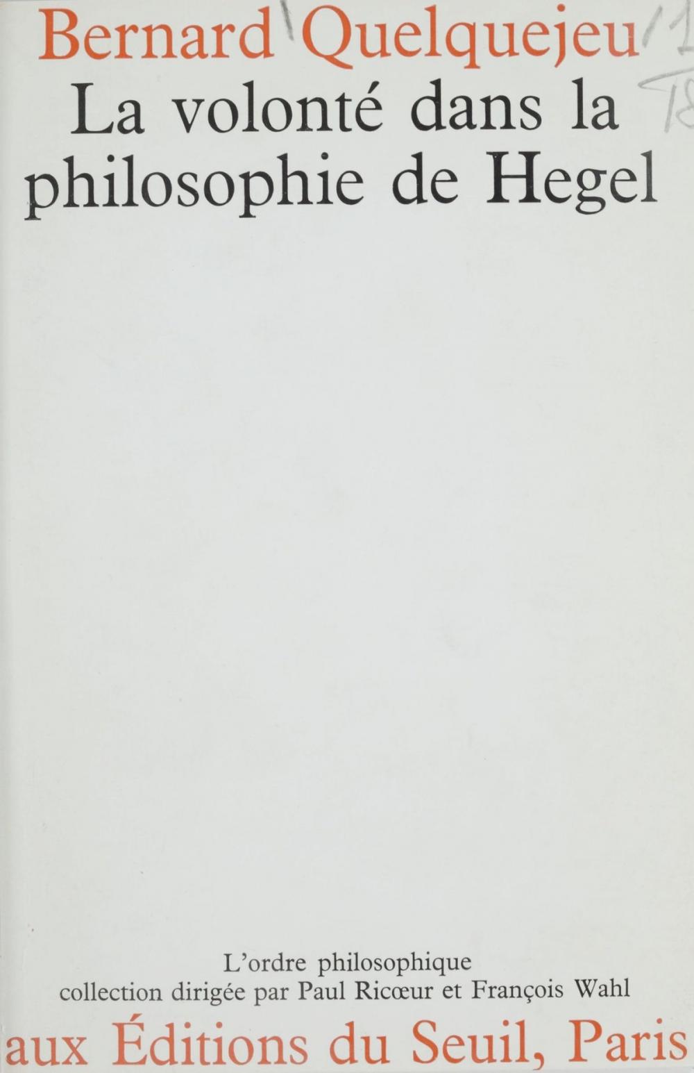 Big bigCover of La volonté dans la philosophie de Hegel