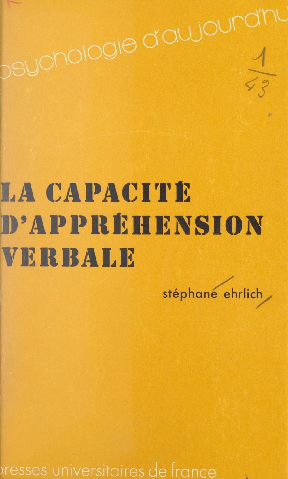 Big bigCover of La capacité d'appréhension verbale