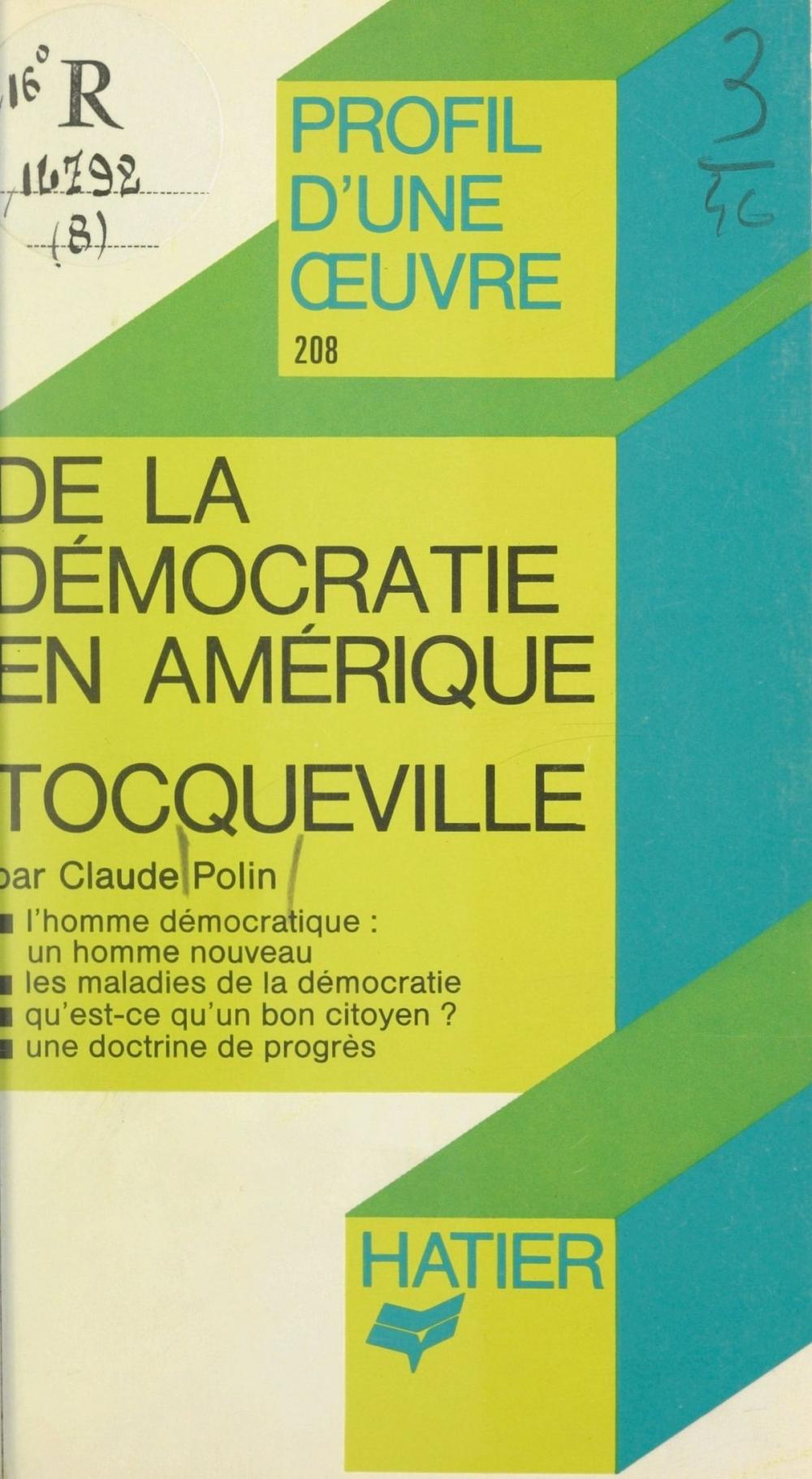 Big bigCover of De la démocratie en Amérique, Tocqueville