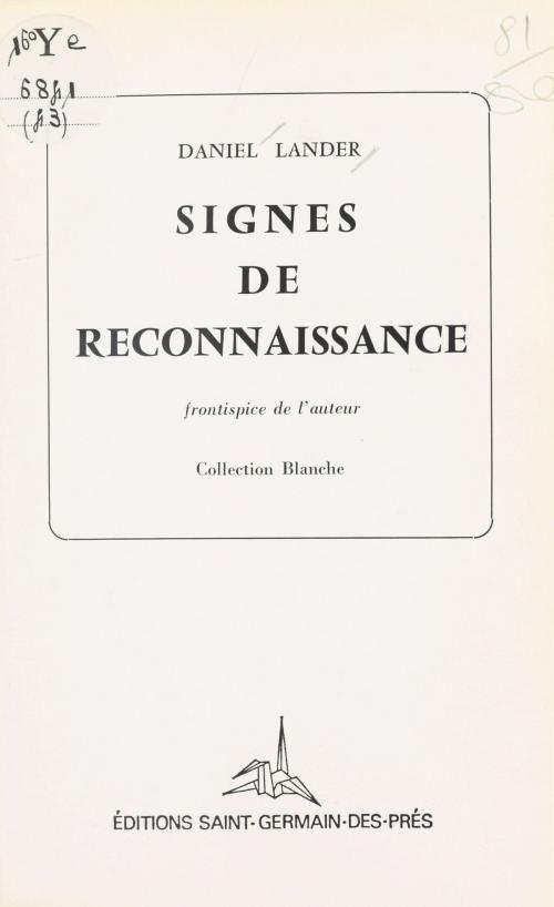 Cover of the book Signes de reconnaissance by Daniel Lander, FeniXX réédition numérique