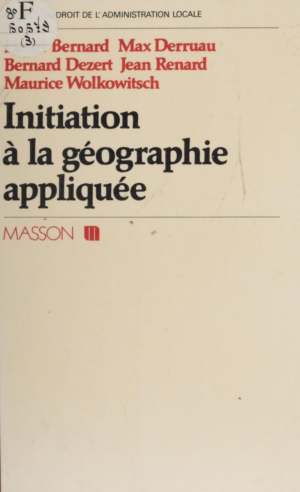 Big bigCover of Initiation à la géographie appliquée