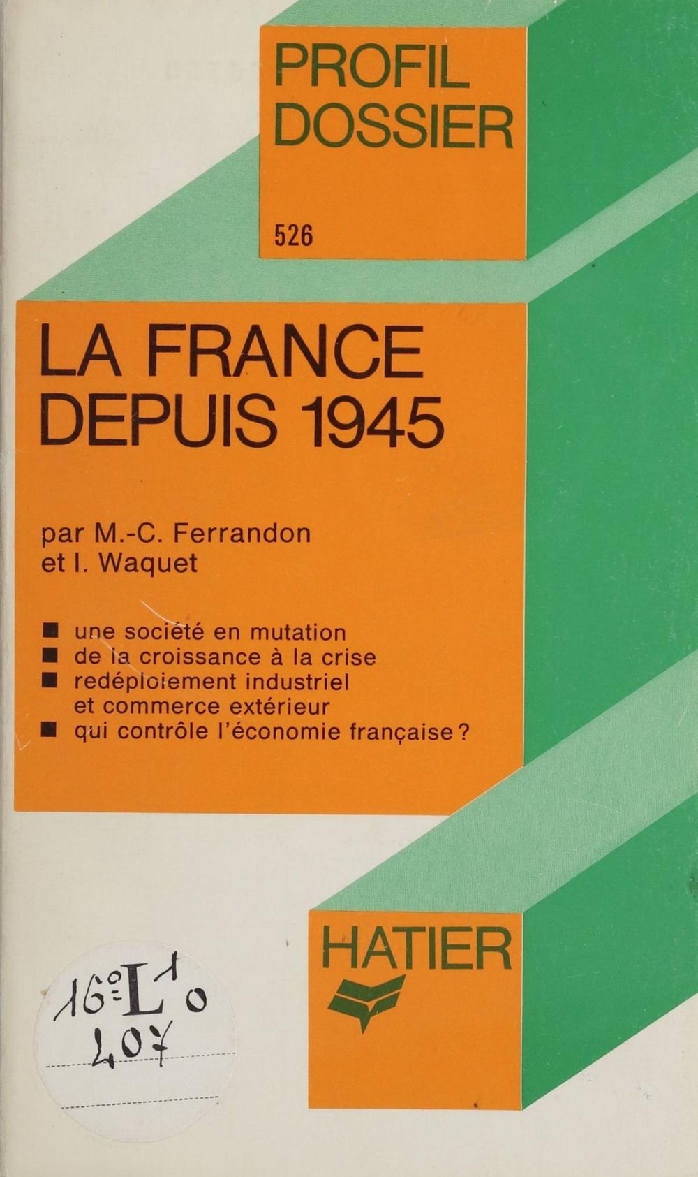 Big bigCover of La France depuis 1945