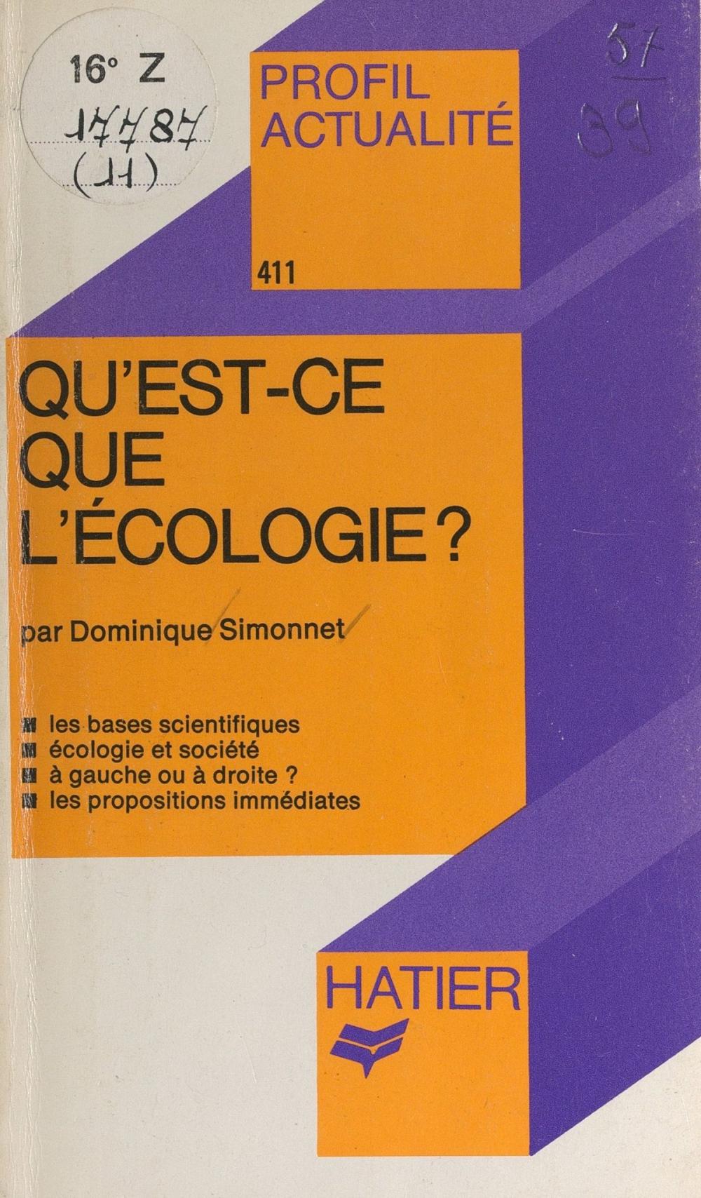 Big bigCover of Qu'est-ce que l'écologie ?