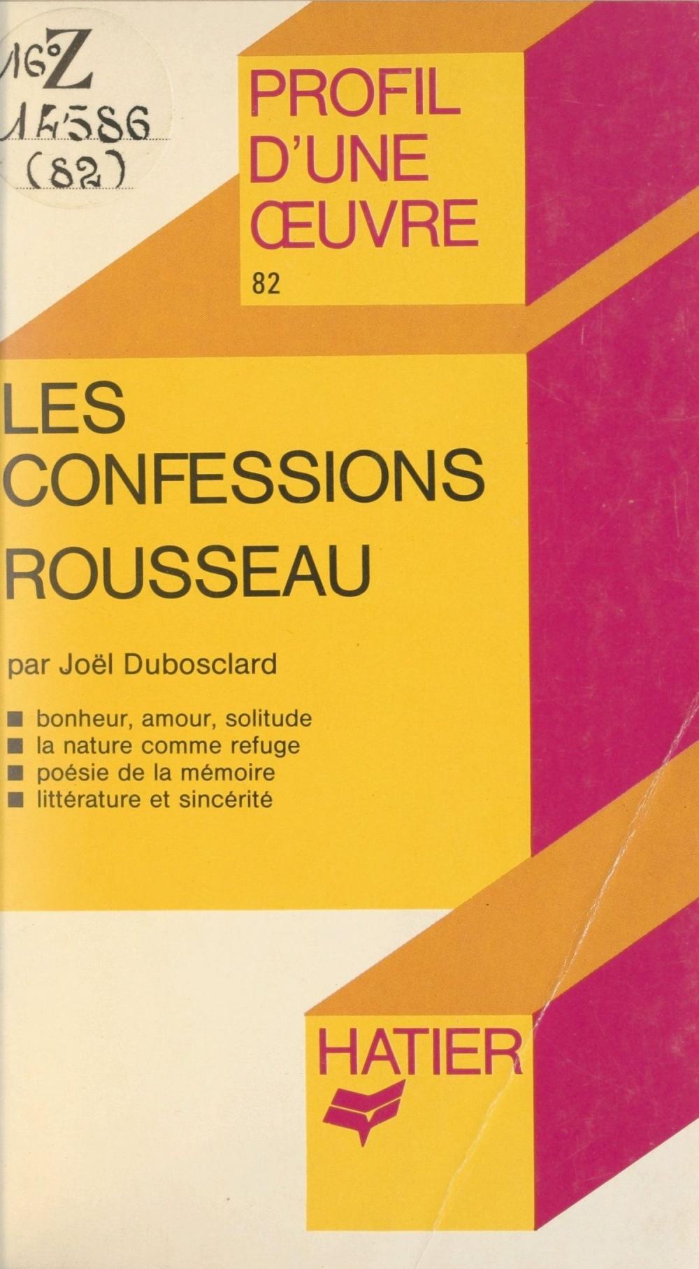 Big bigCover of Les confessions, Rousseau