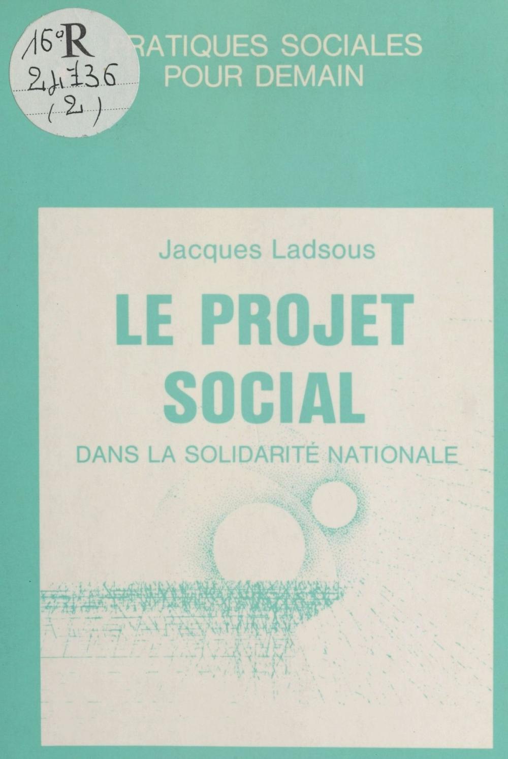 Big bigCover of Le projet social dans la solidarité nationale : une politique de solidarité à mettre en œuvre