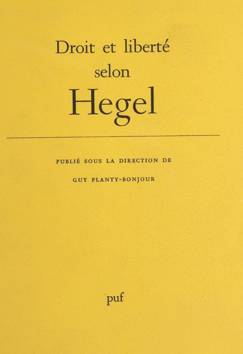 Big bigCover of Droit et liberté selon Hegel