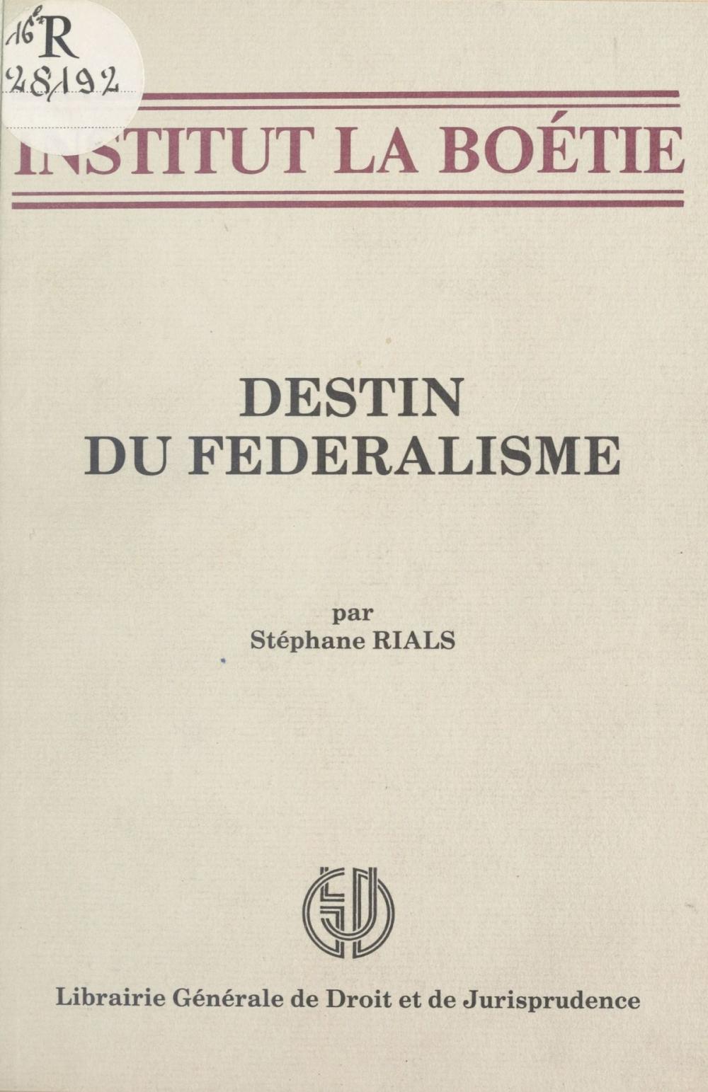 Big bigCover of Destin du fédéralisme