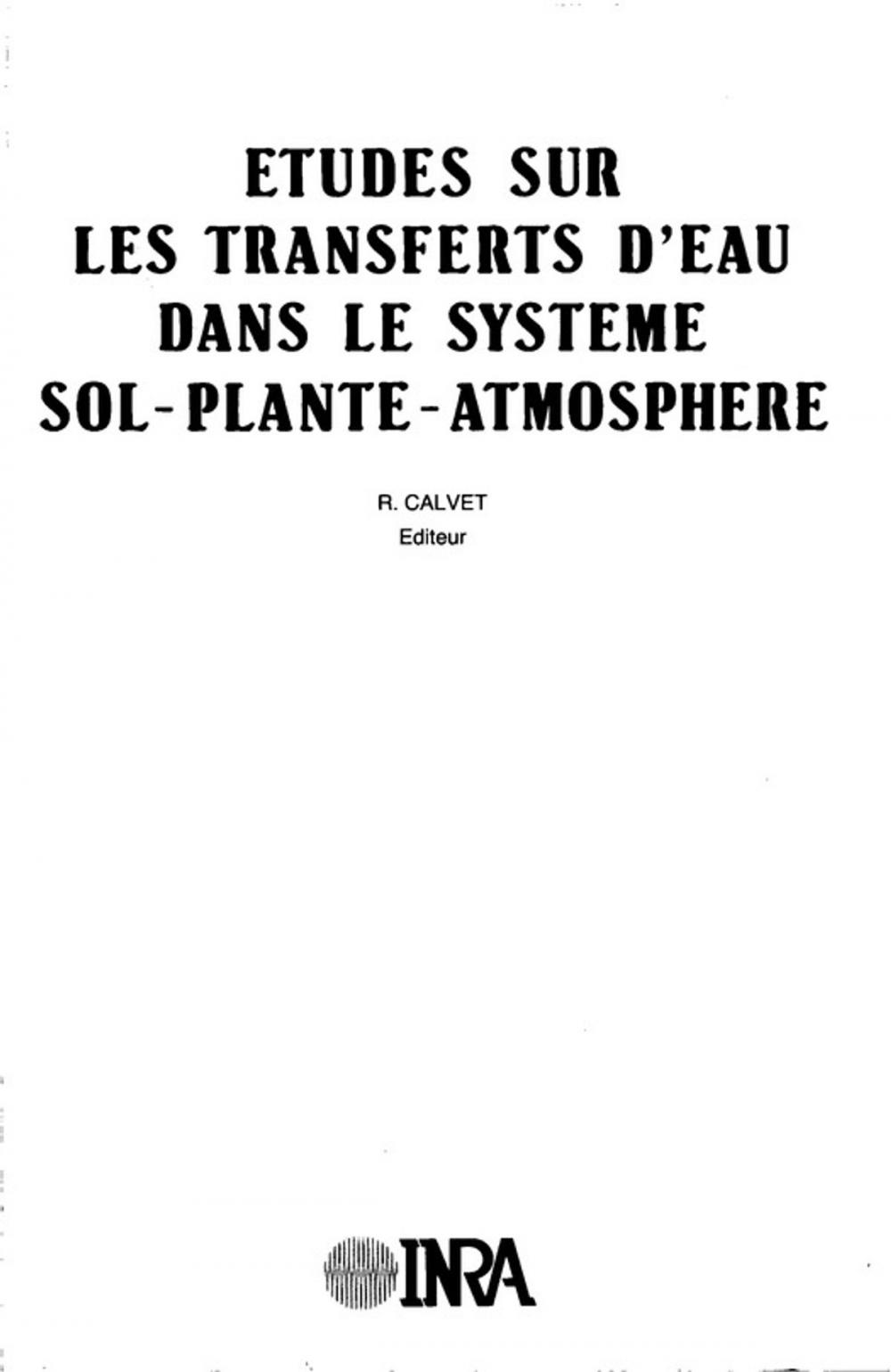 Big bigCover of Etudes sur les transferts d'eau dans le système sol-plante-atmosphère