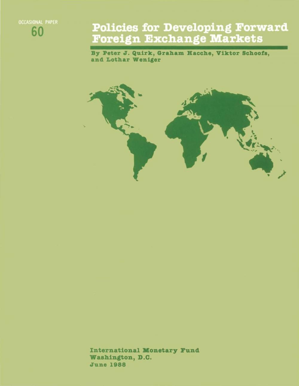 Big bigCover of Policies for Developing Foreign Exchange Markets; Occ. Paper No. 60