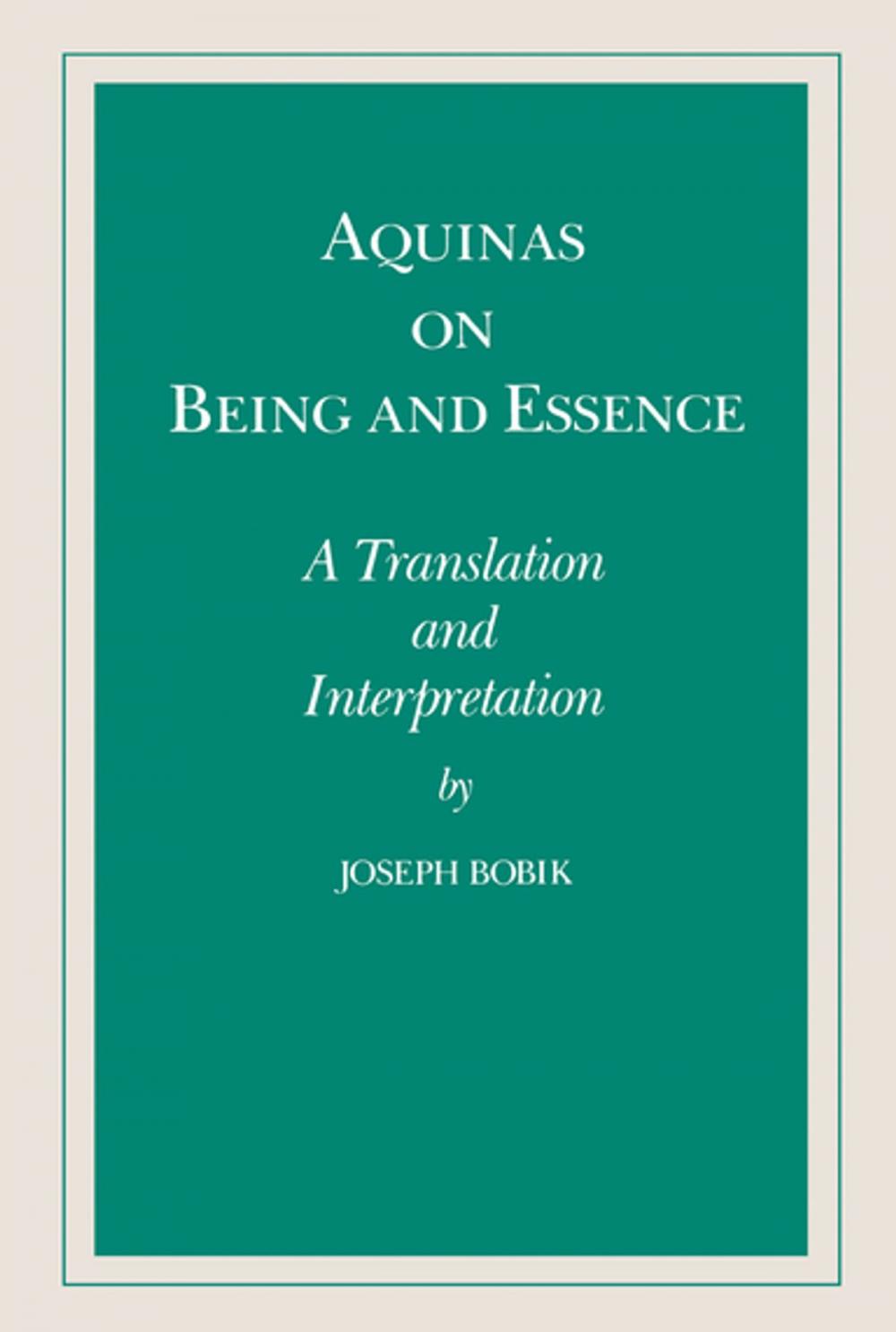 Big bigCover of Aquinas on Being and Essence