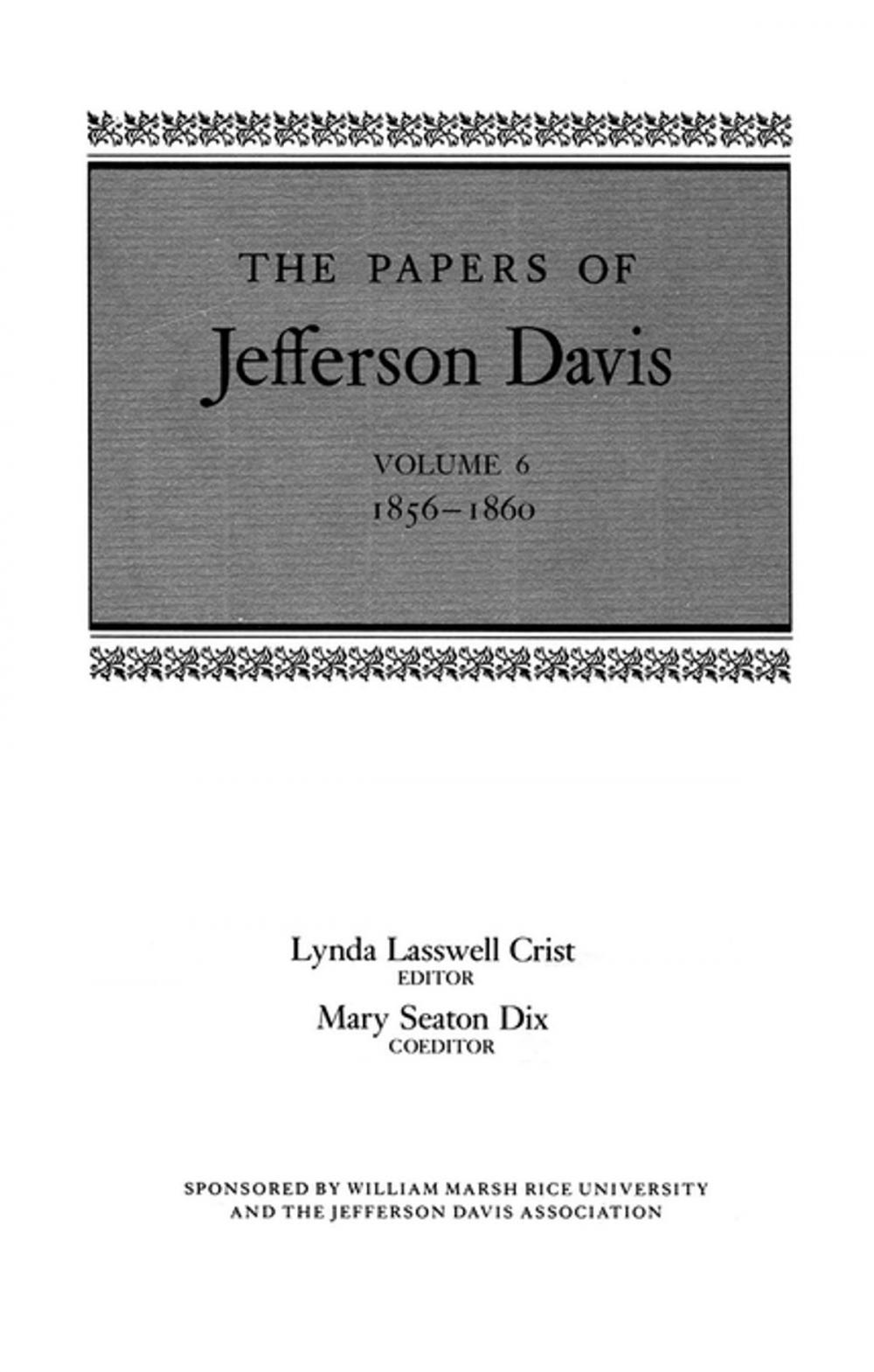 Big bigCover of The Papers of Jefferson Davis