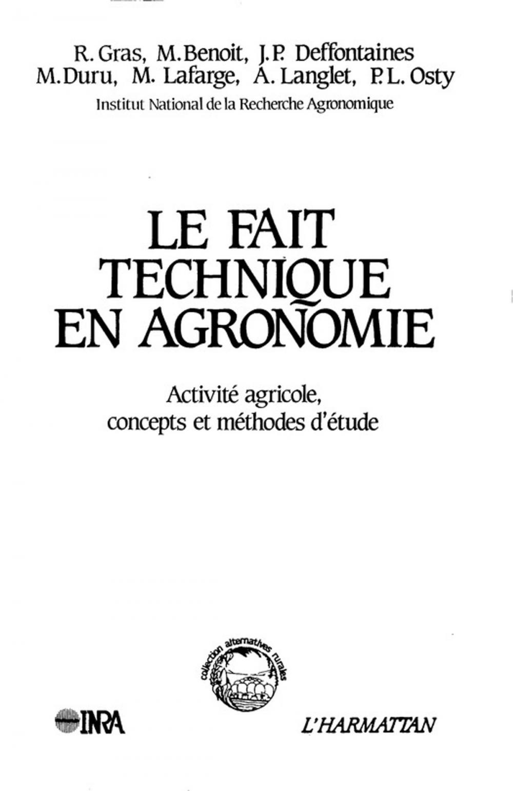 Big bigCover of Fait technique en agronomie