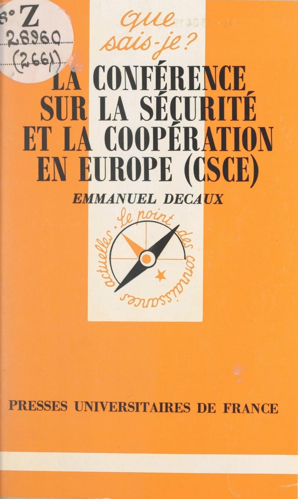 Big bigCover of La conférence sur la sécurité et la coopération en Europe, CSCE