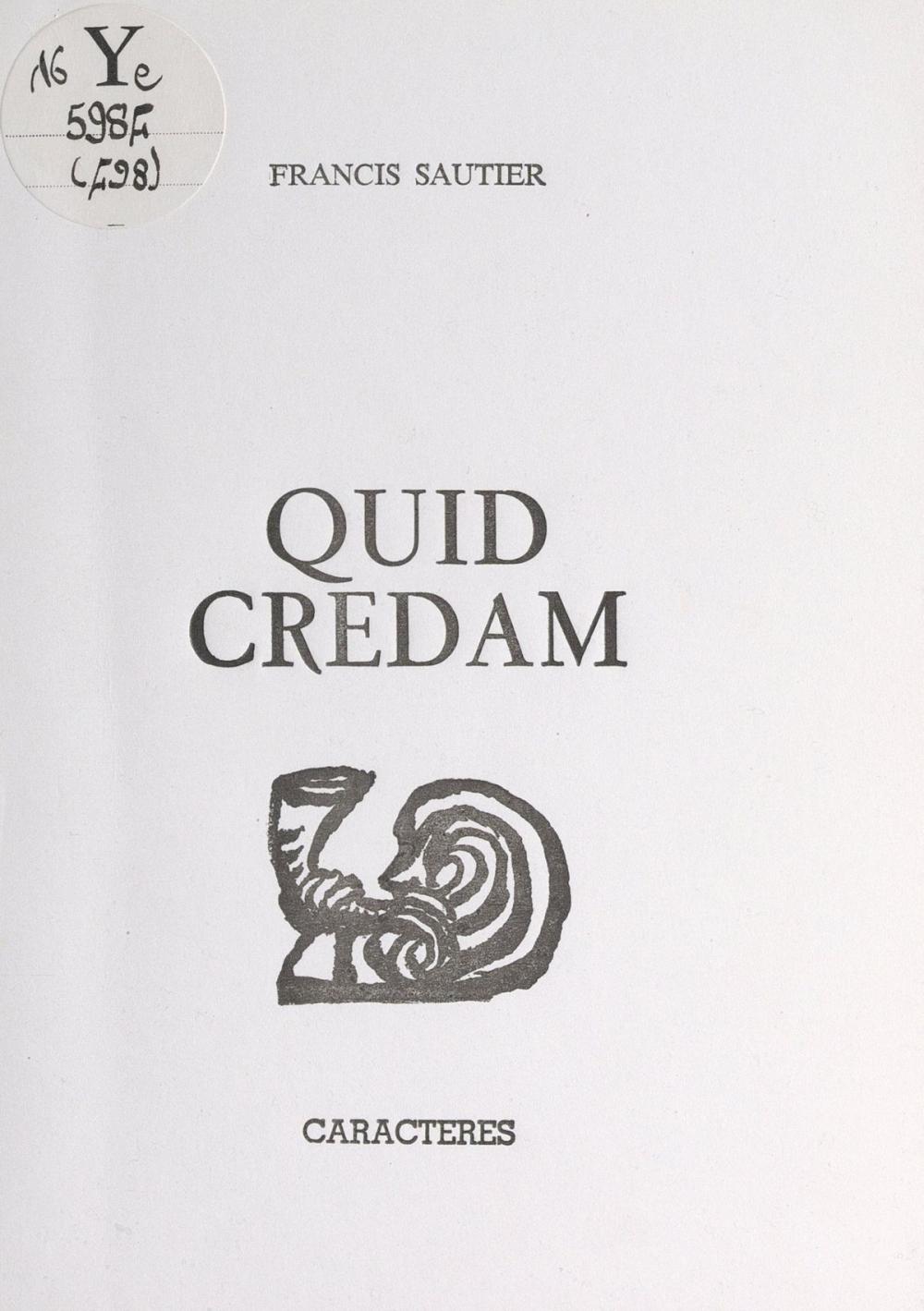 Big bigCover of Quid credam