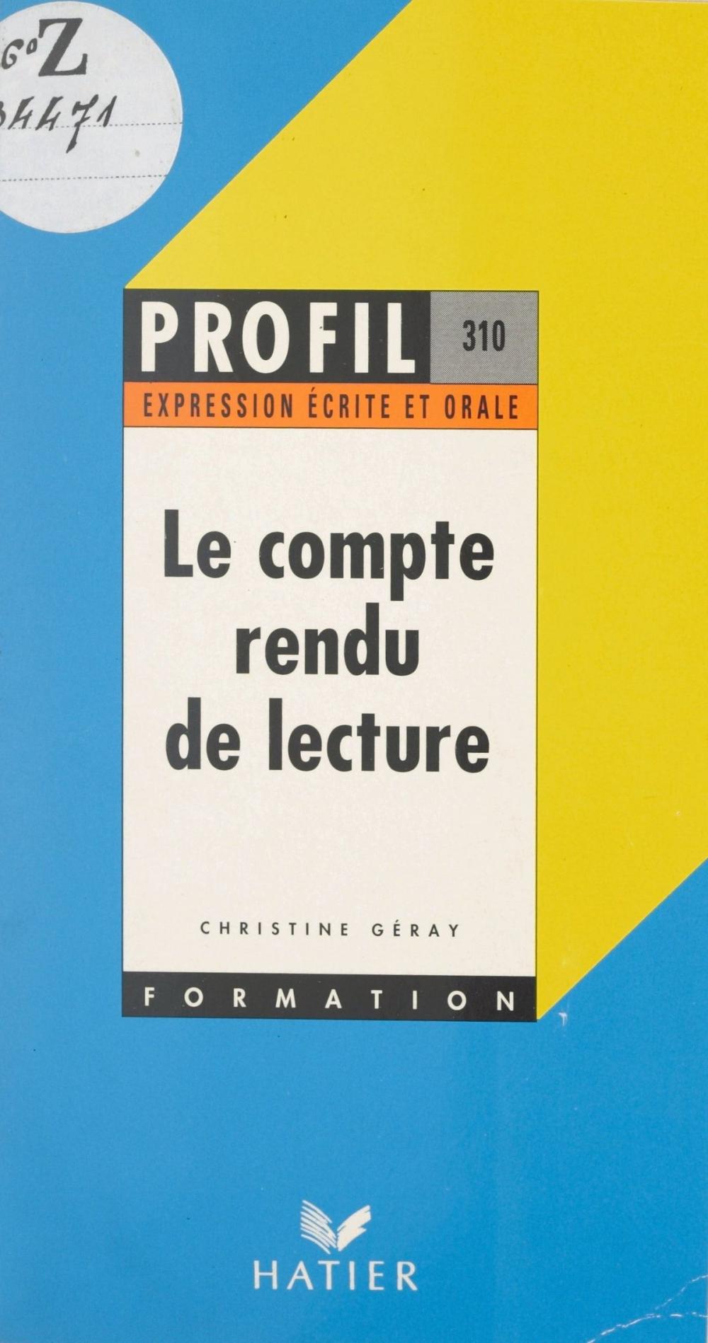 Big bigCover of Le compte rendu de lecture