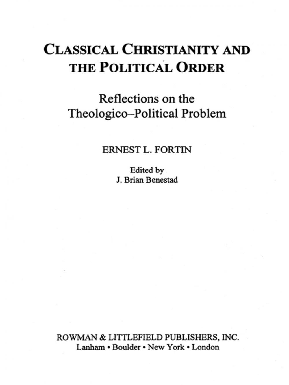 Big bigCover of Classical Christianity and the Political Order