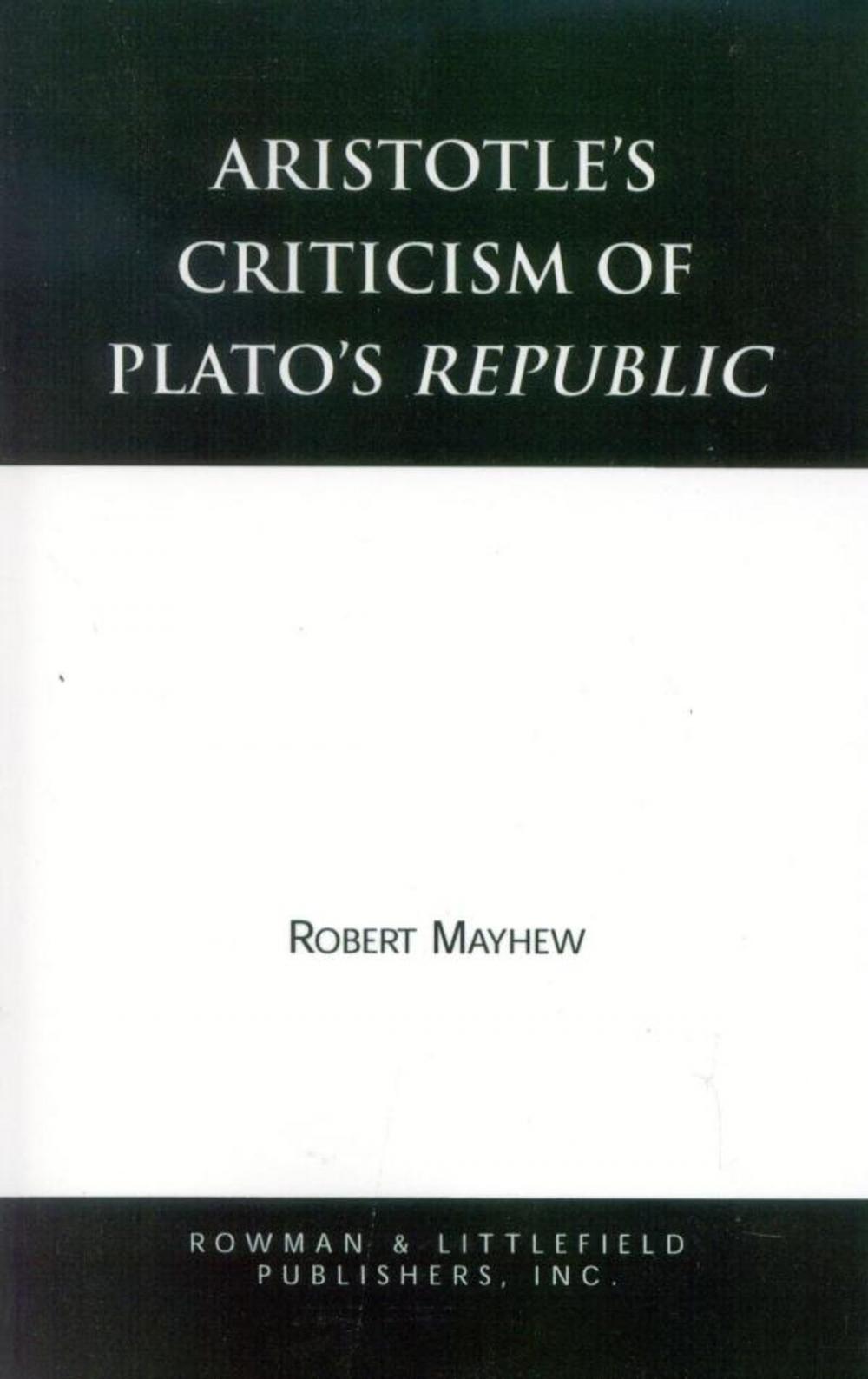 Big bigCover of Aristotle's Criticism of Plato's Republic