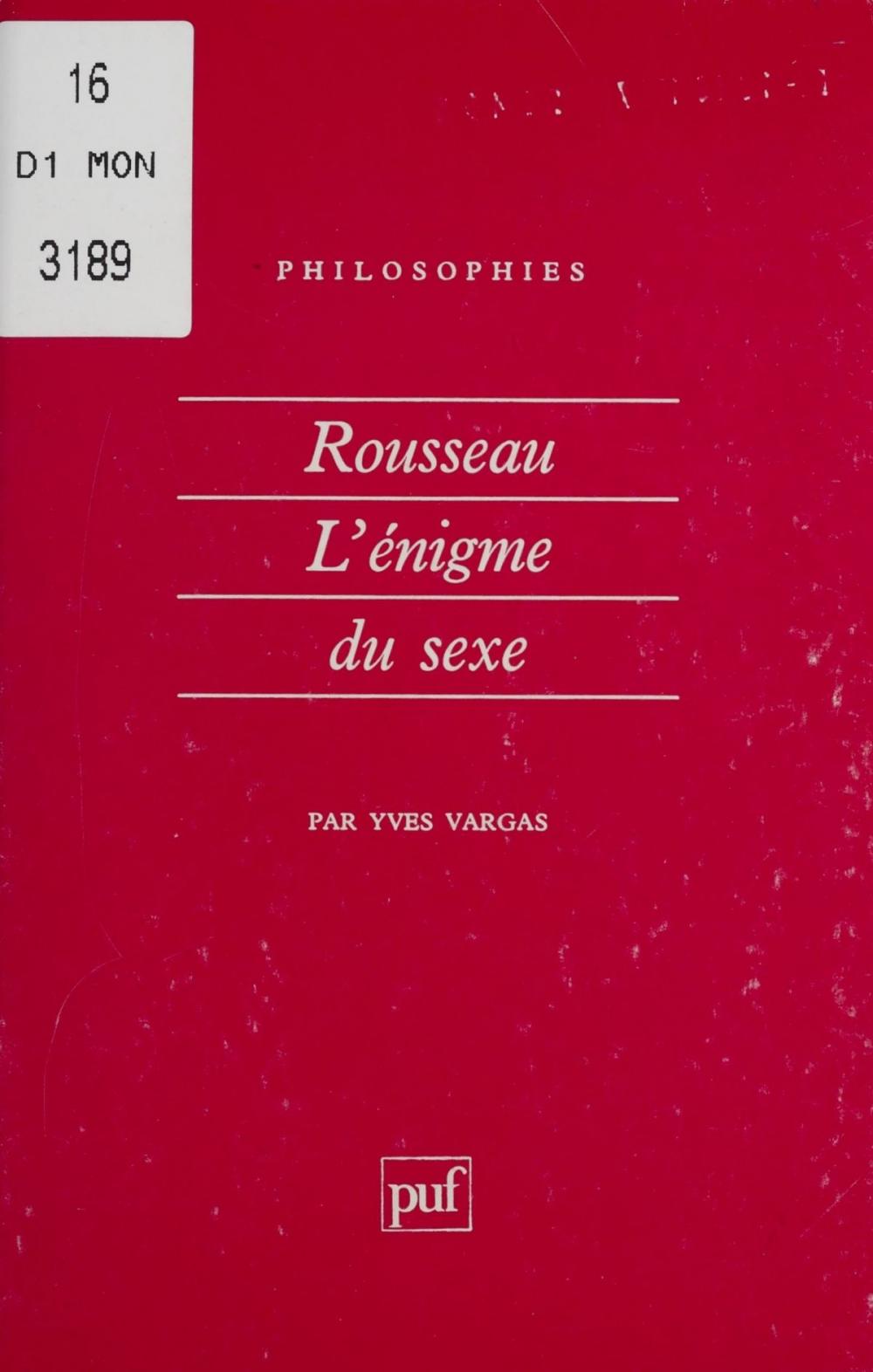 Big bigCover of Rousseau : l'énigme du sexe