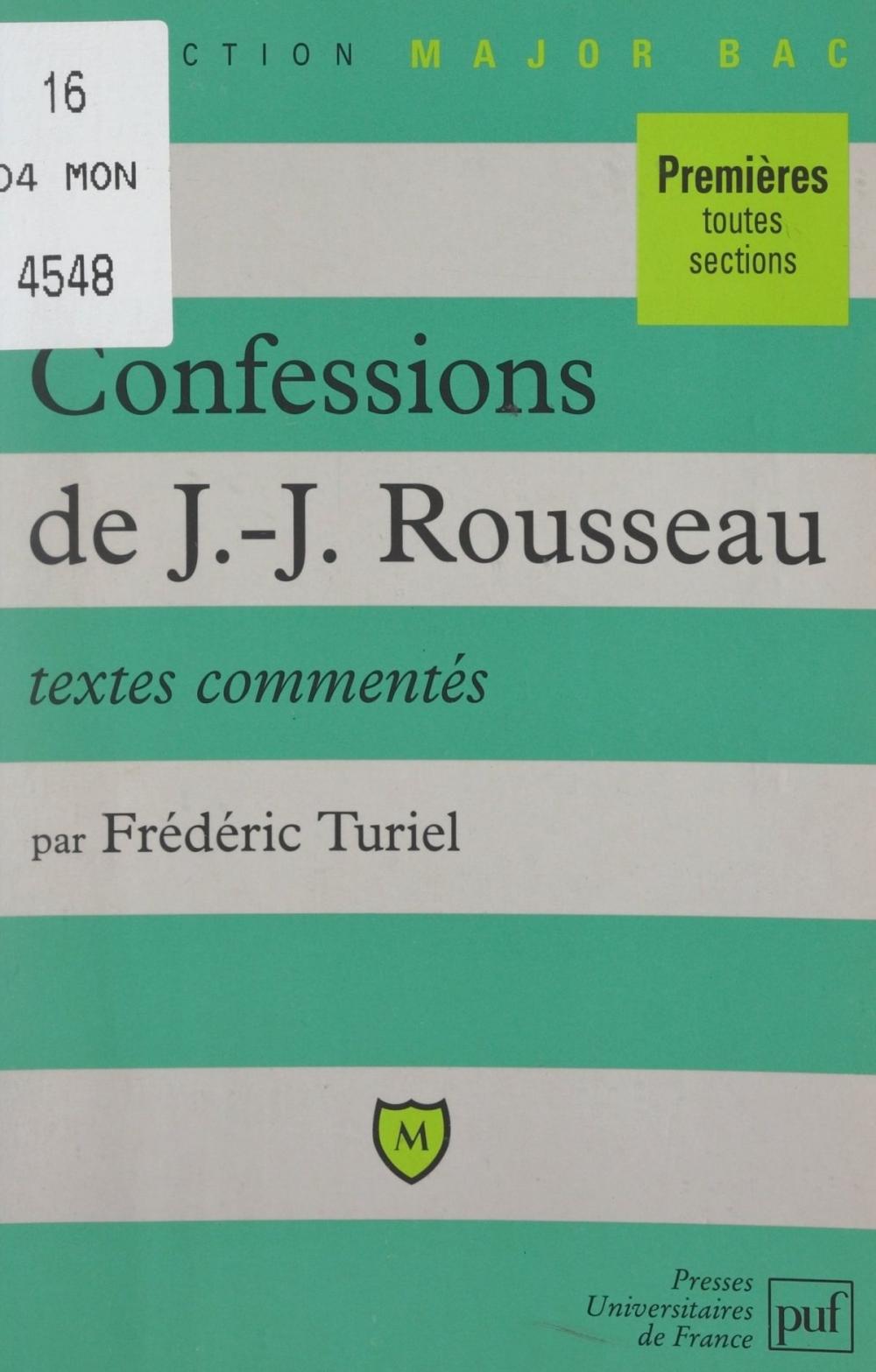 Big bigCover of Les confessions, de Jean-Jacques Rousseau