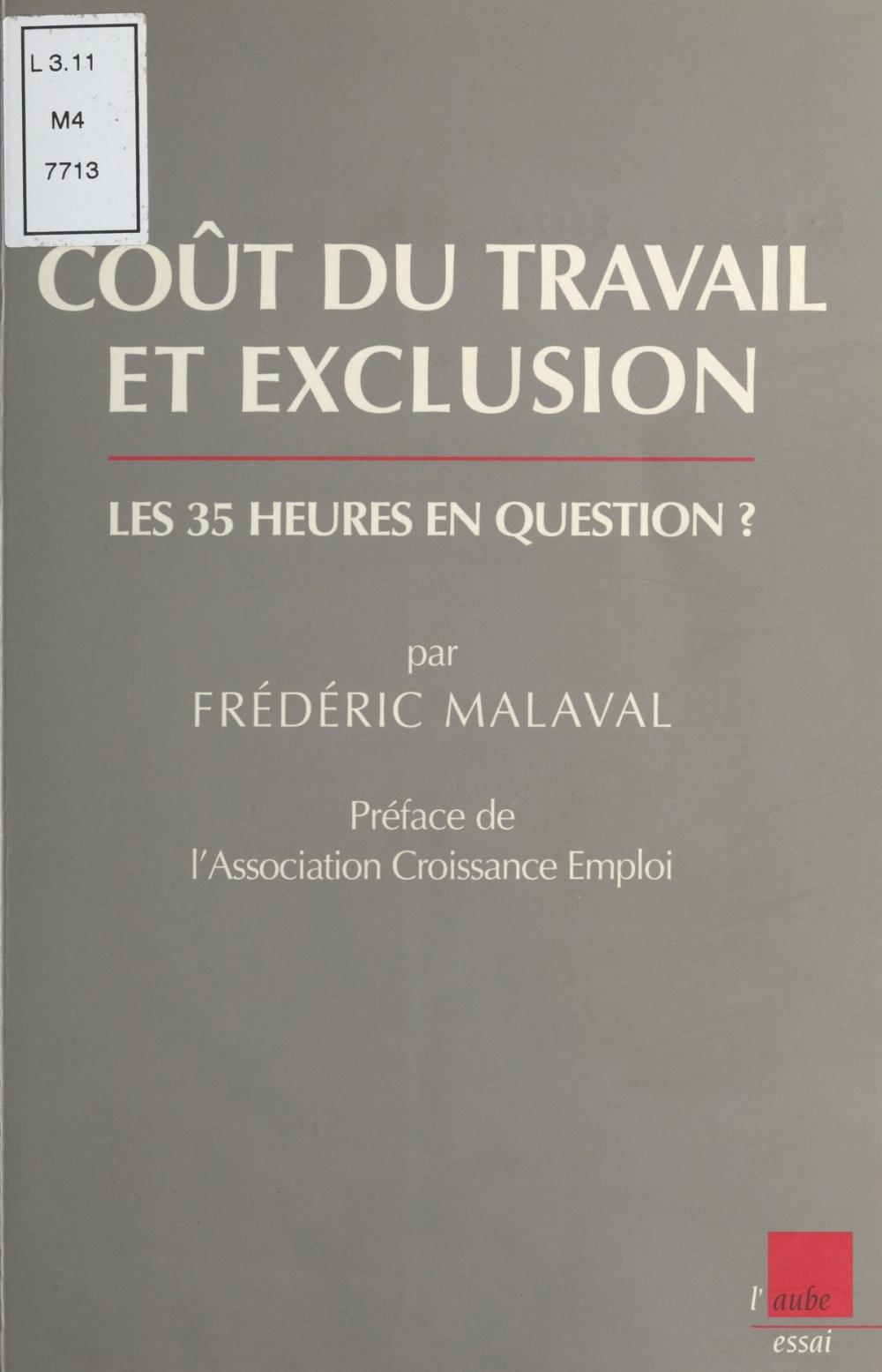 Big bigCover of Coût du travail et exclusion : Les 35 heures en question