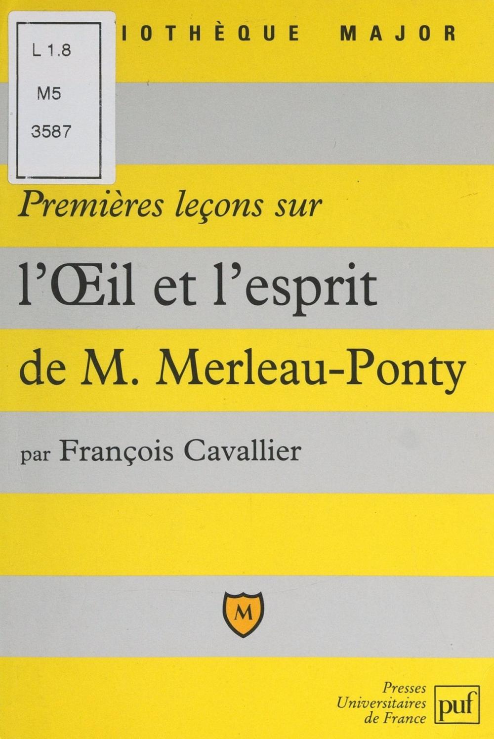 Big bigCover of Premières leçons sur "L'œil et l'esprit" de Maurice Merleau-Ponty