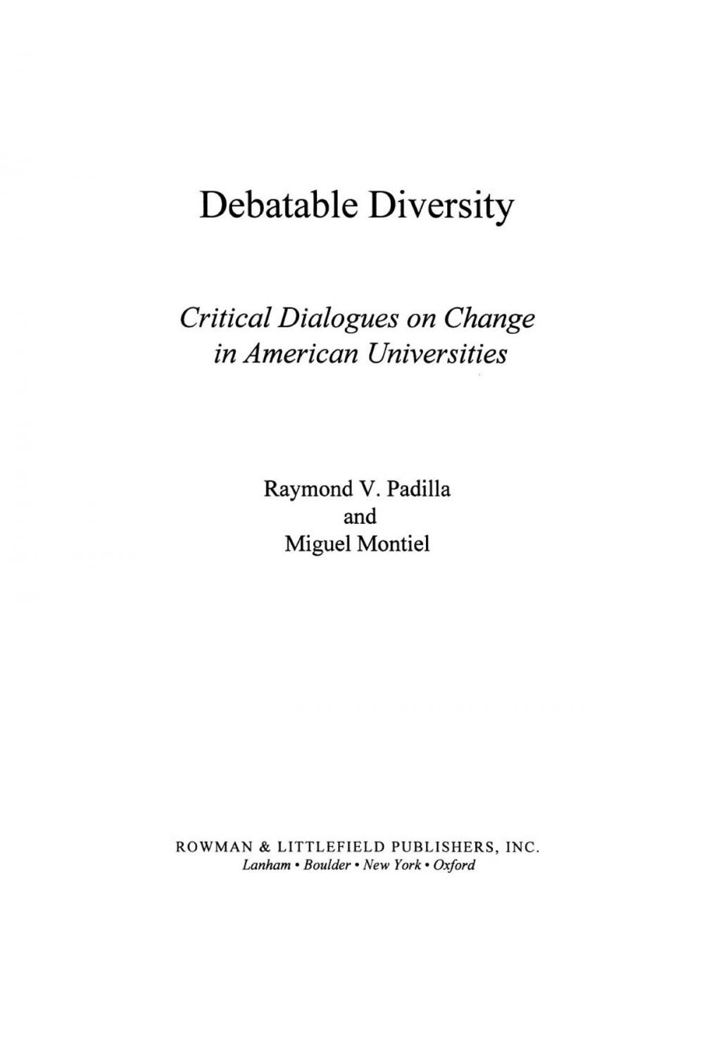 Big bigCover of Debatable Diversity