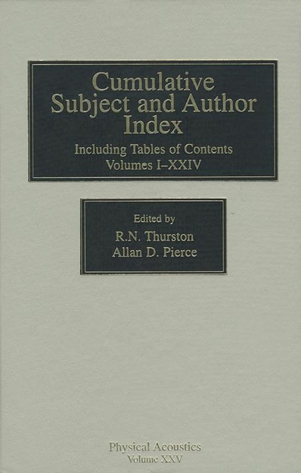 Big bigCover of Cumulative Subject and Author Index, Including Tables of Contents Volumes 1-23