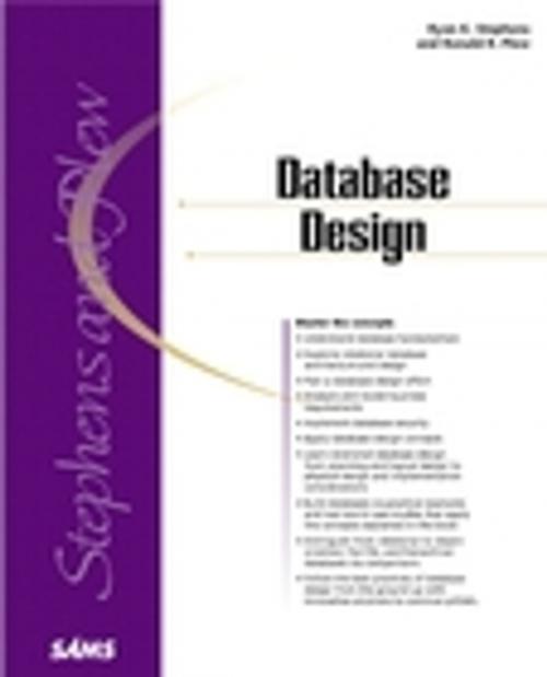 Cover of the book Database Design by Ryan Stephens, Ronald Plew, Pearson Education