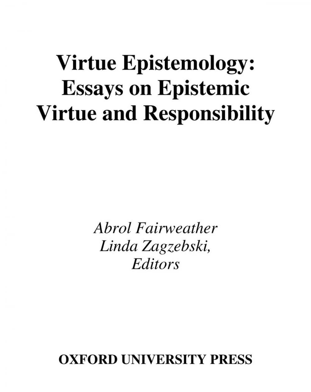 Big bigCover of Virtue Epistemology