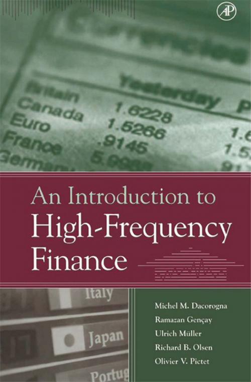 Cover of the book An Introduction to High-Frequency Finance by Michel Dacorogna, Ulrich A. Muller, Olivier Pictet, Richard Olsen, Ramazan Gençay, Elsevier Science