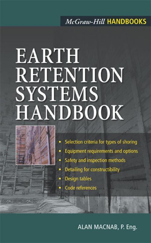 Cover of the book Earth Retention Systems Handbook by Alan Macnab, McGraw-Hill Education