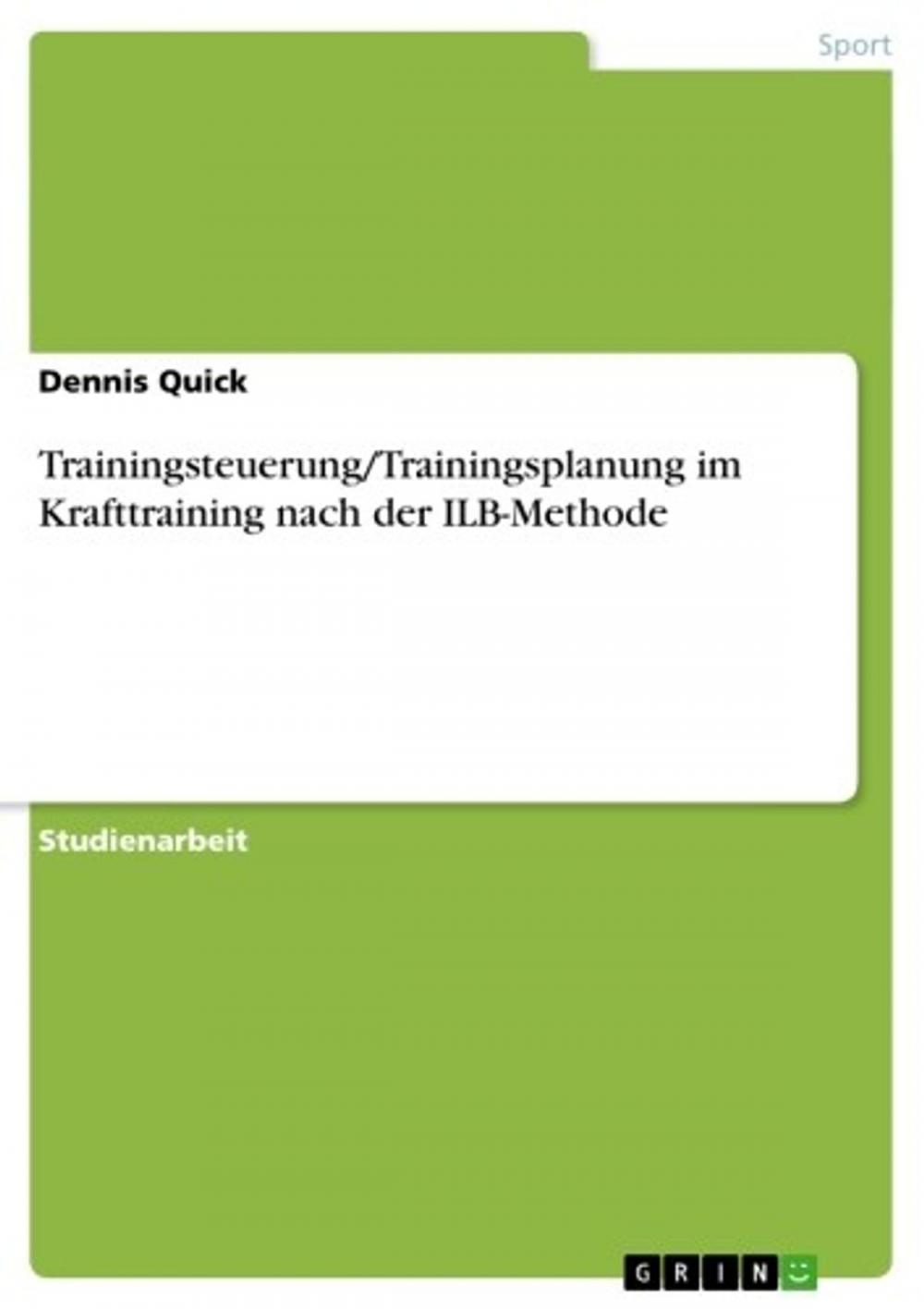 Big bigCover of Trainingsteuerung/Trainingsplanung im Krafttraining nach der ILB-Methode