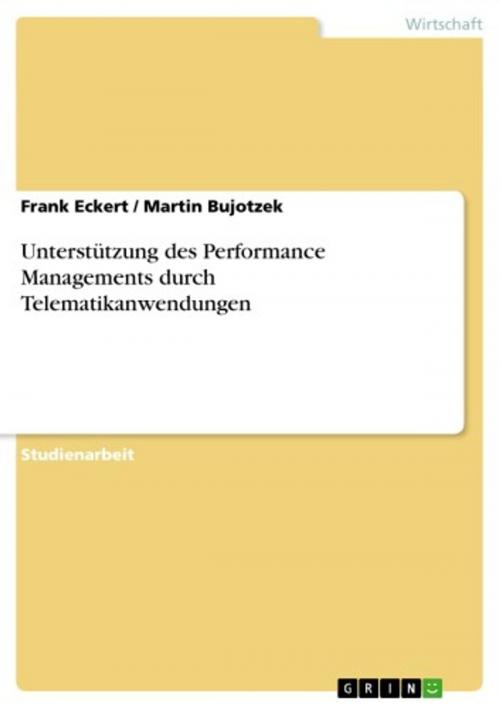 Cover of the book Unterstützung des Performance Managements durch Telematikanwendungen by Frank Eckert, Martin Bujotzek, GRIN Verlag