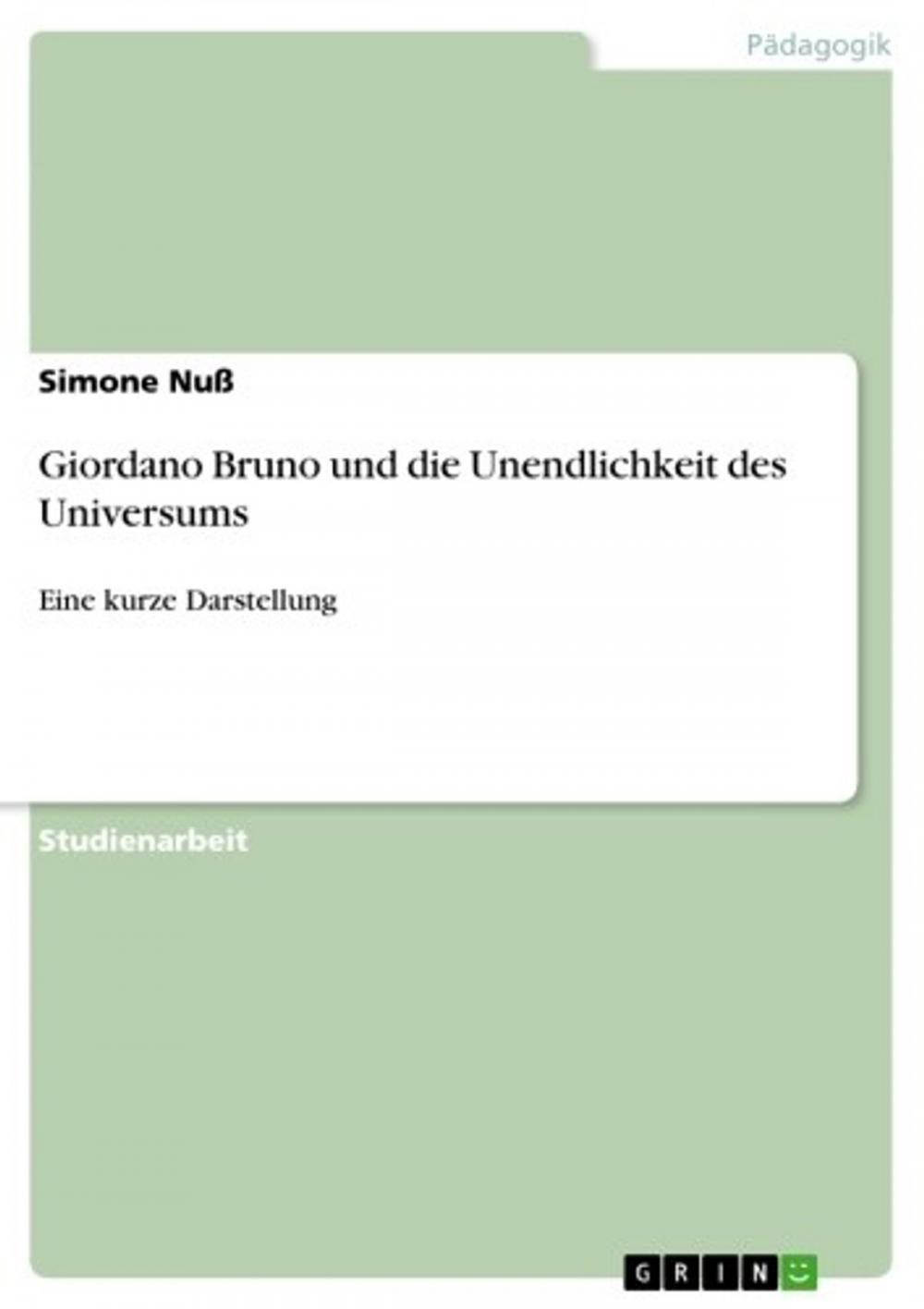 Big bigCover of Giordano Bruno und die Unendlichkeit des Universums