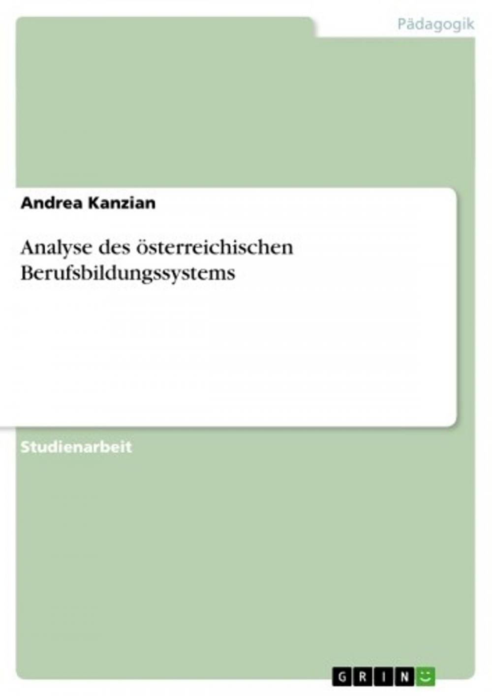 Big bigCover of Analyse des österreichischen Berufsbildungssystems