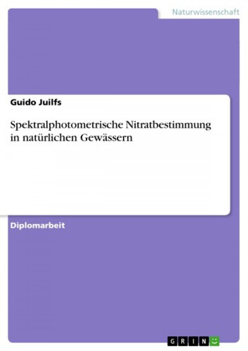 Big bigCover of Spektralphotometrische Nitratbestimmung in natürlichen Gewässern