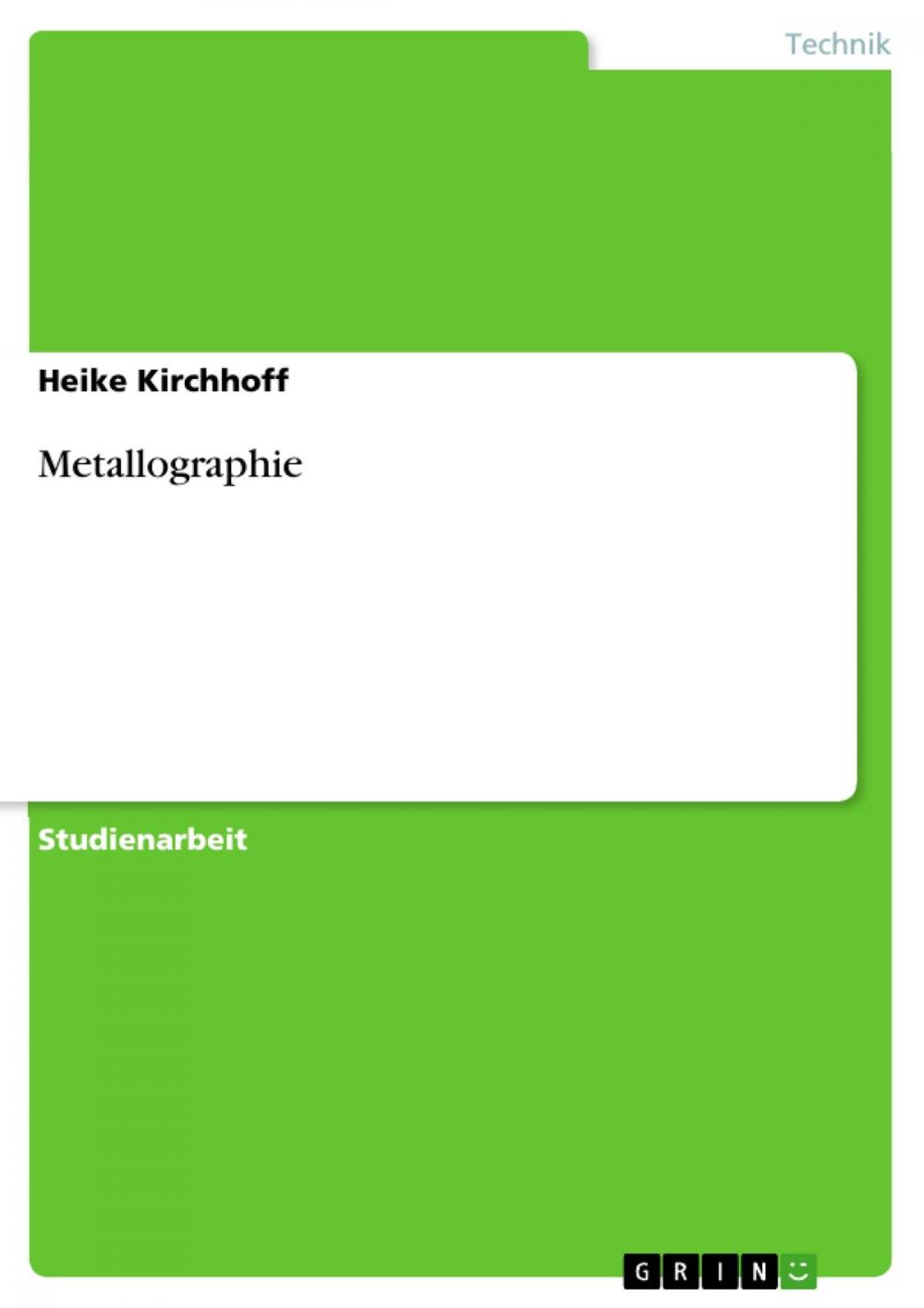 Big bigCover of Metallographie